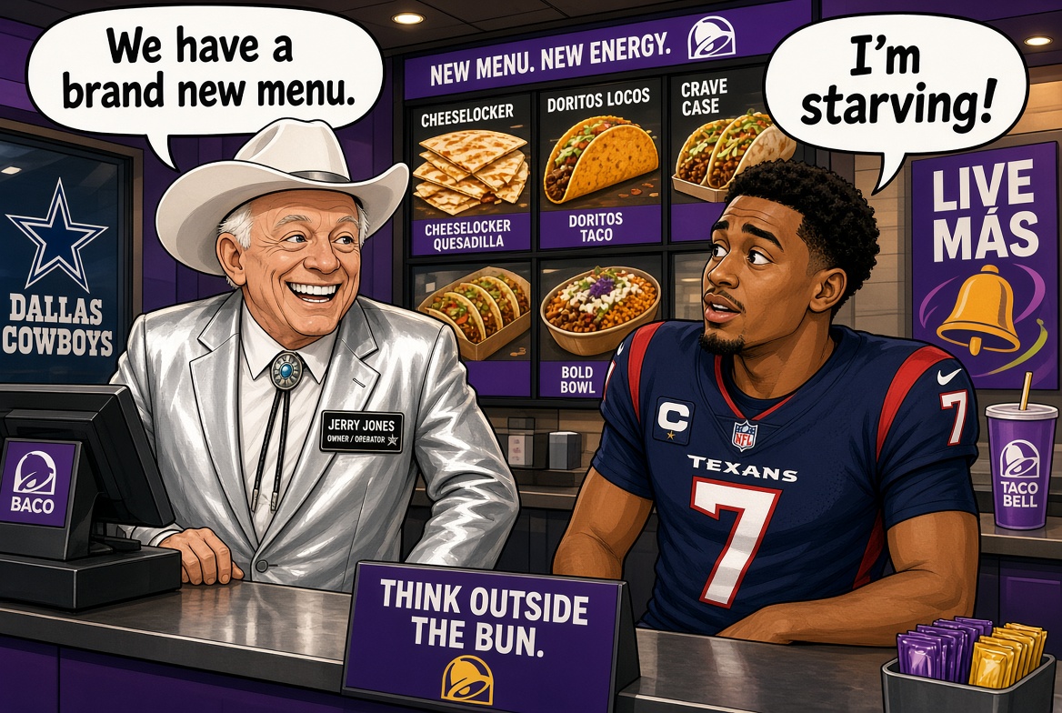 Texans QB C.J. Stroud at Jerry Jones' Taco Bell