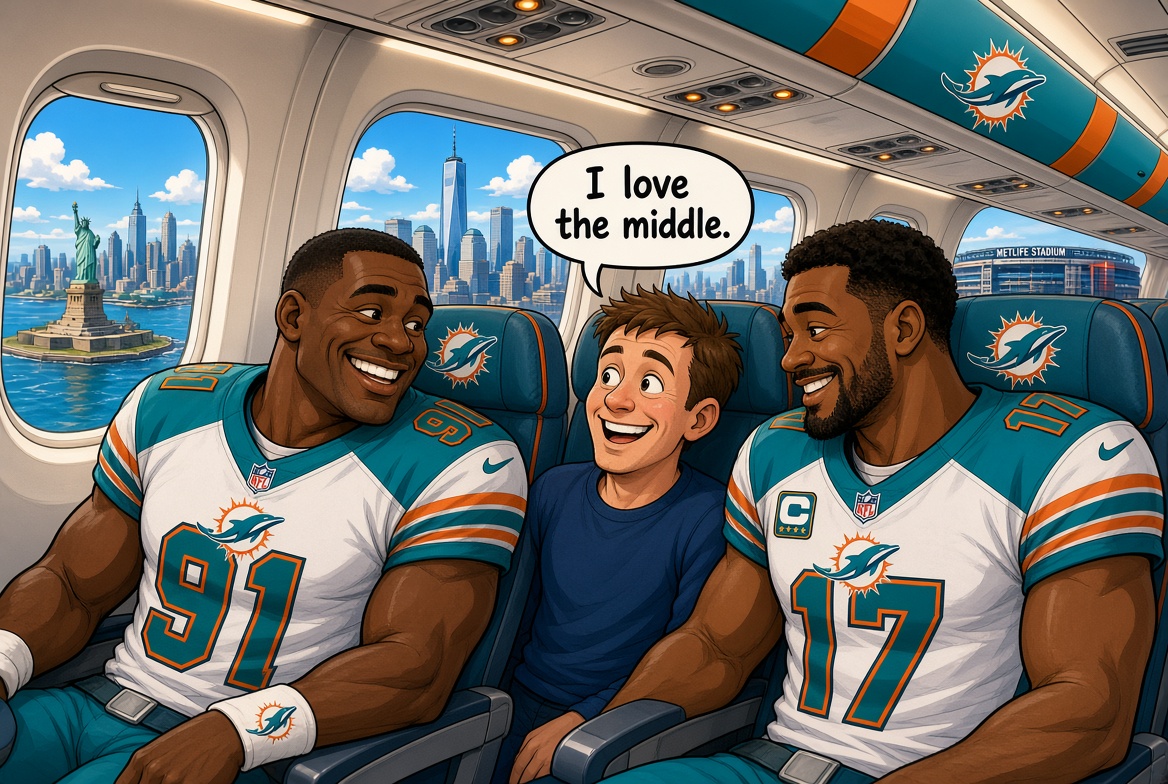 Stuck in the middle with two Miami Dolphins